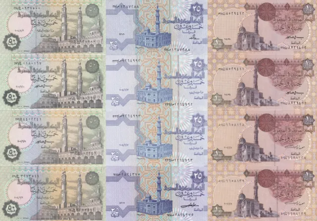 Set of 12 banknotes Egypt 1 - 50 Piastres 1965-2004 AU-UNC