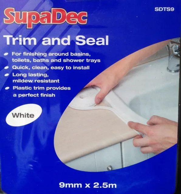 Supadec Bath Shower Tray Basins & Toilet Trim & Seal White Tape Strip 9mm x 2.5m
