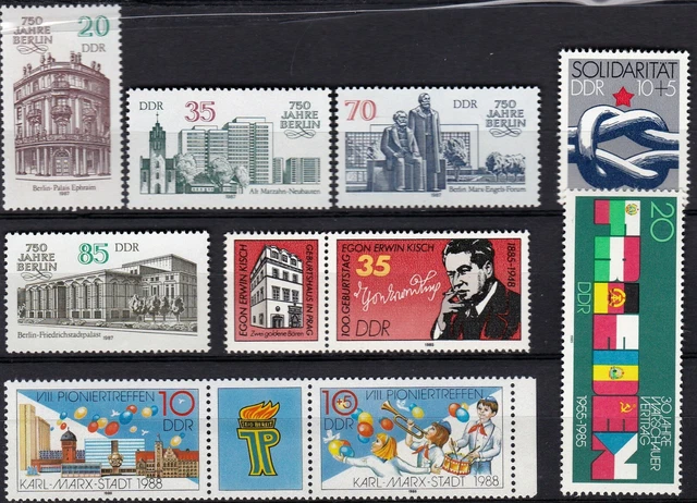 DDR Mi Satz 3071-3074 + Dreierstr. 3181/82 + 2940 + 2946 + 2909 postfrisch