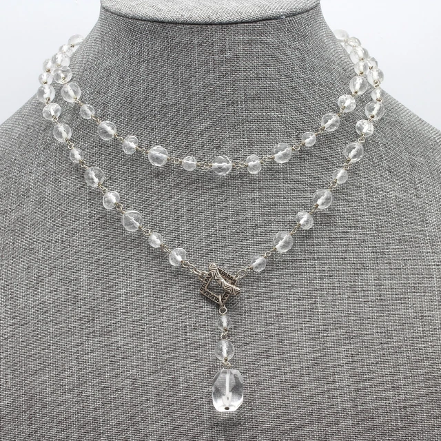 Retired Silpada Sterling Glass Bead Front Toggle Nugget Drop 35" Necklace N1503