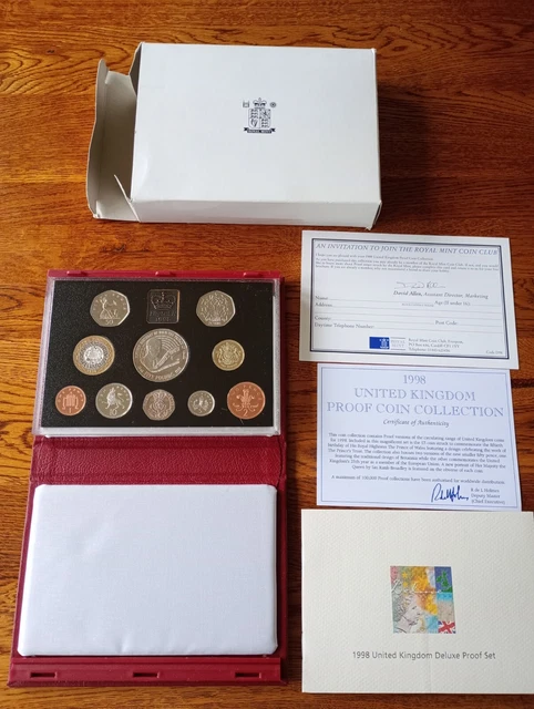 ROYAL MINT 1998 Deluxe Proof Coin Set Certificate and cased No Reserve ...