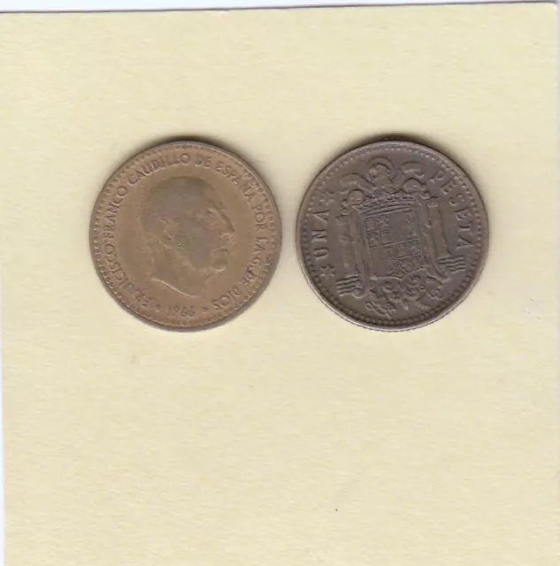 L439 Moneda España Franco 1 Peseta 1966 Estrella No Visibles