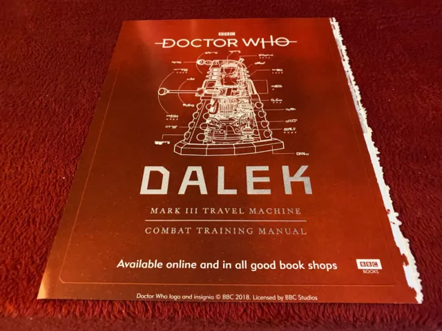 (Pada34) Advert 11X9 Doctor Who Dalek Combat Training Manual