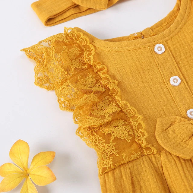 Abiti neonate bambine vestiti pizzo arricciatuma tuta tuta 8