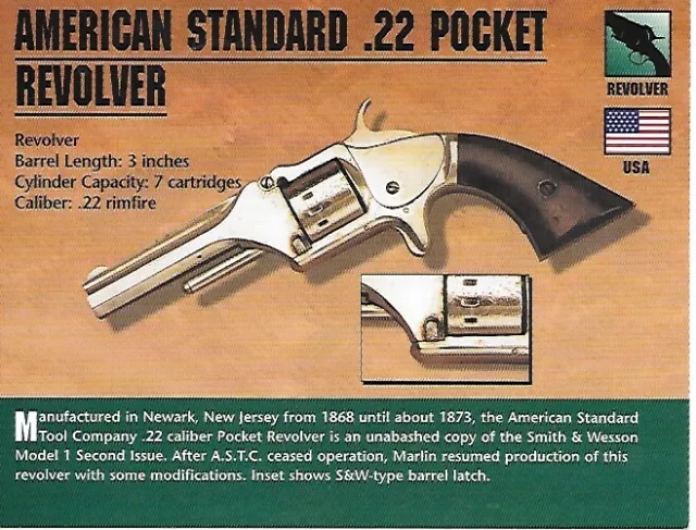 AMERICAN STANDARD .22 POCKET REVOLVER. USA  Atlas Classic Firearm Photo Card