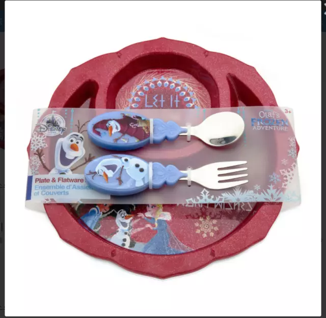 [Disney Store] Authentic Frozen Plate and Flatware Set - Released 2017 - New