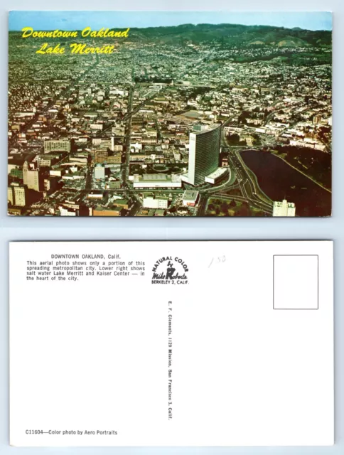 Vintage Postcard Downtown Oakland Lake Merritt Aerial View California CA