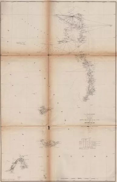 WASHINGTON COAST. Columbia River Seattle Tacoma Puget Sound. USCGS 1871 map