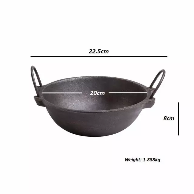 Ghisa Kadai Set Kadhai per Cucinare Wok Pentola per Cottura Set 1.2 L & 2.5 L 3