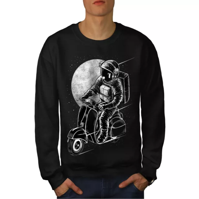 Wellcoda Astronaut Moto Bike Mens Sweatshirt, Fast Casual Pullover Jumper