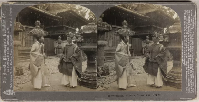 Japan Shinto Priests Kuno San Foto Stereo Vintage Citrat