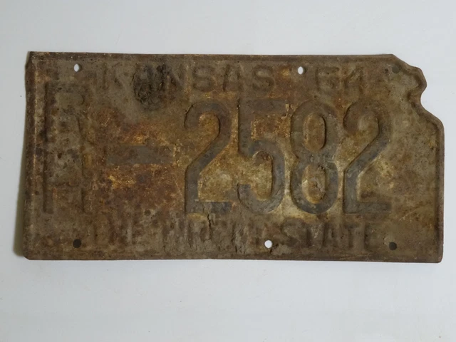 1954 Kansas RH-2582 THE WHEAT STATE License Plate / American Number Plate