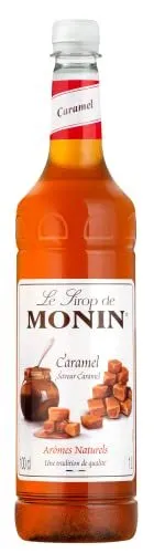 MONIN Premium Caramel Syrup 1L for Coffee and Cocktails. Vegan-Friendly Aller...