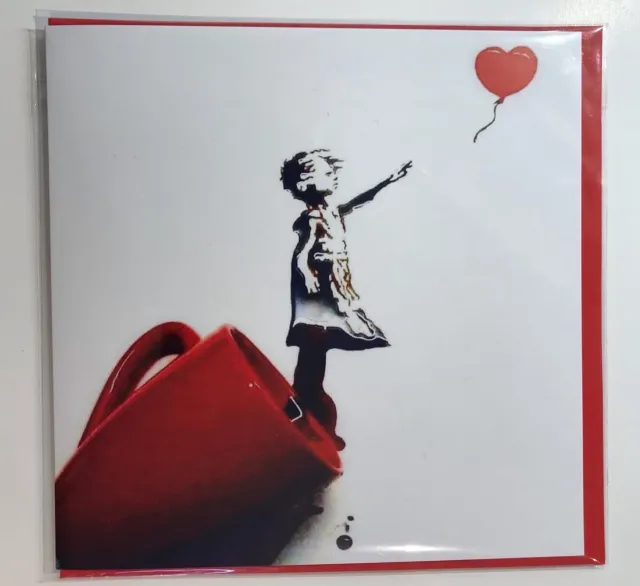 BIGLIETTO DI AUGURI arte caffè Banksy compleanno qualsiasi