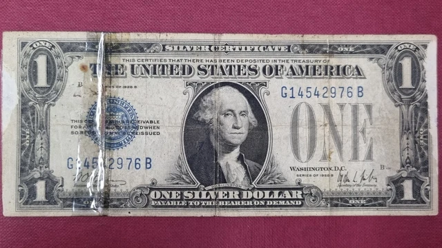 1928 B One Dollar Bill $1 Silver Certificate Funny Back Circulated Dmg #55141