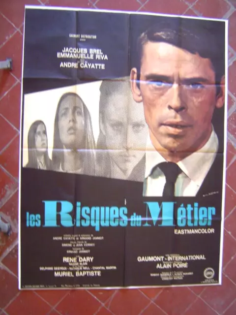 AFFICHE CINEMA ancien 1967 : film LES RISQUES DU METIER - CAYATTE / BREL - RIVA