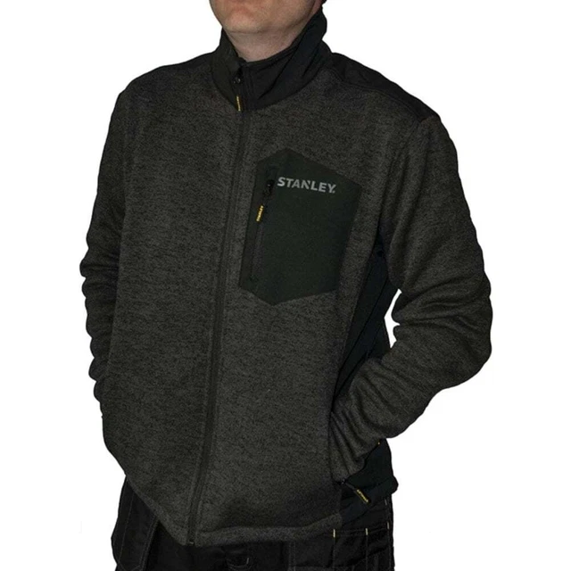 Mens Stanley Zip Up Thermal Insulated Work Fleece Lined Knitted Jumper Jacket Sz 3