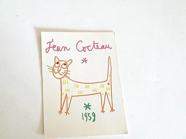 une carte postale dans la série "Les chats" dessin de COCTEAU 1959