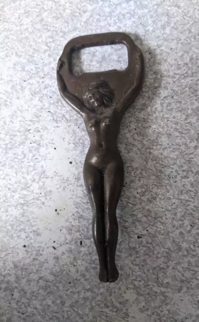 Vintage Brass Naked Nude Lady Bottle Opener- 4 1/4 Inches