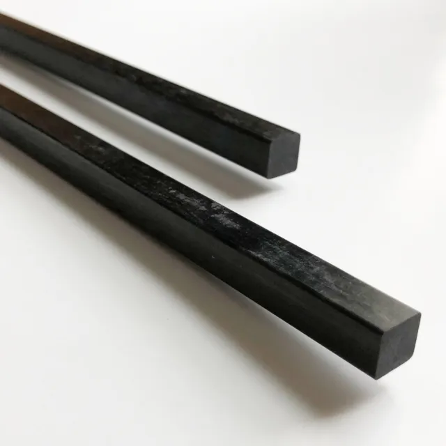 (2) 1.4 X 1000-PULTRUDED-Square Carbon Fiber Rods. 100% Pultruded high...