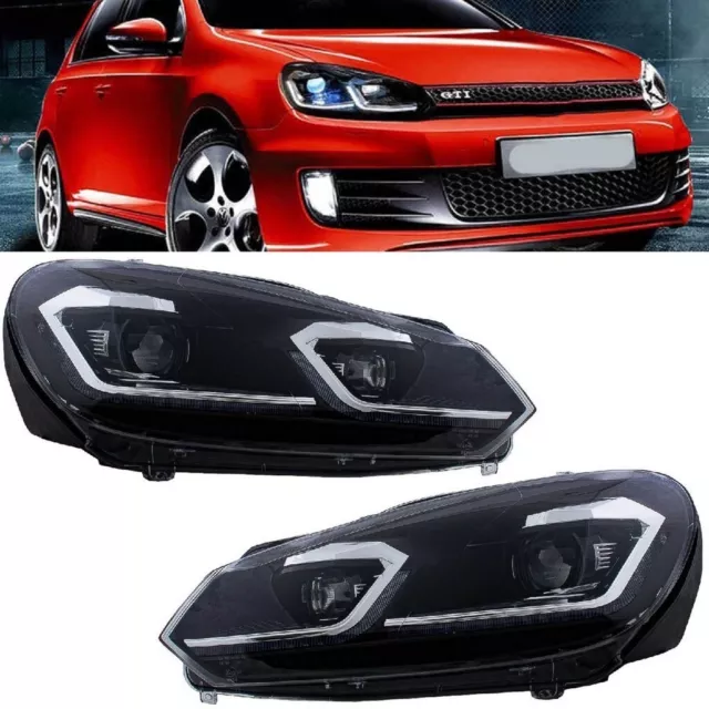 2 Feux Phare Avant Pour Vw Golf 6 A Led Look R Line Avec Clignotant Dynamique