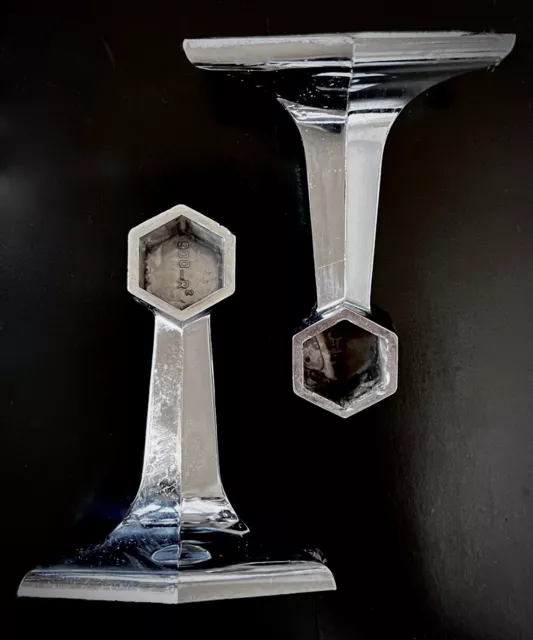 Vintage Pair Early 1930's Era Chrome Deco Wall Mount Towel Bar Brackets