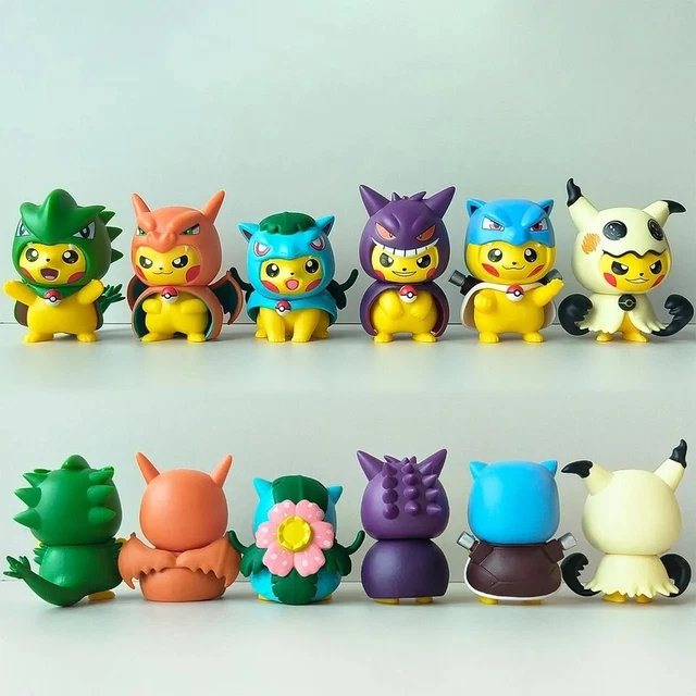 Lot 6 Figurines Pokémon 5cm - Pikachu, Shuckle, Axew, Shinx, Eevee, Machop - Combat - Jazwares
