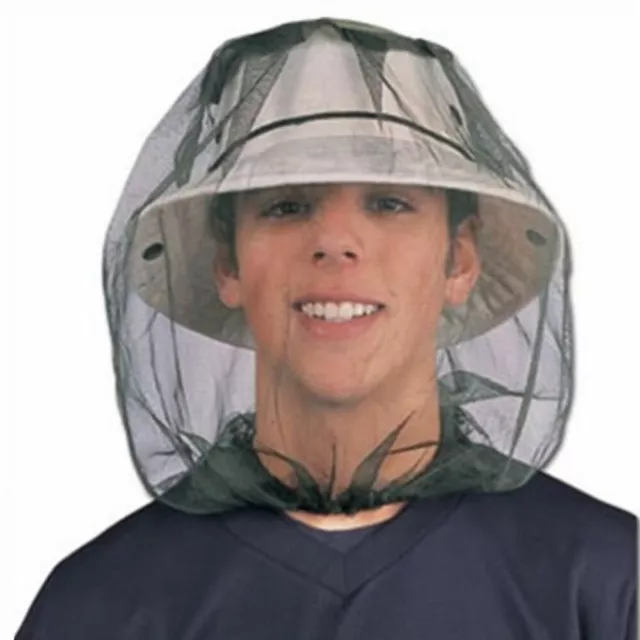 Mosquito Insect HEAD NET Wasp Bug Hat Mesh Face Protector Camping Fishing UK