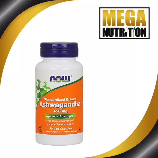 Now Foods Ashwagandha 450mg 90 Veg Capsules Ayurvédique Adaptogène Immunitaire