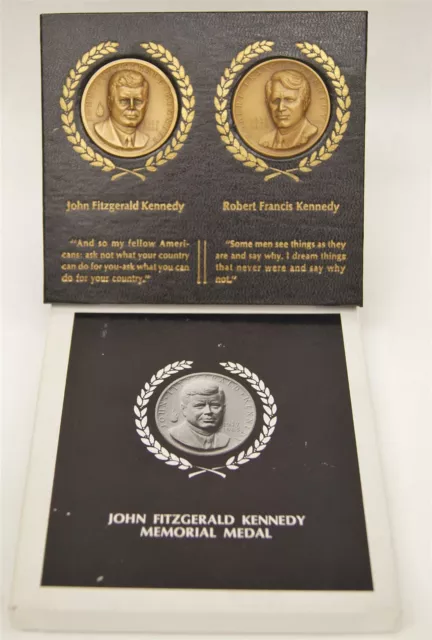 Medallic Art Co. President John F Kennedy & Robert Kennedy Medals W/ Stand 1963