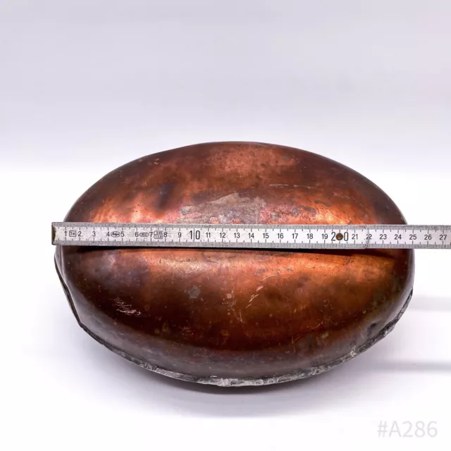 Antike Kupferbettflasche, Bettflasche, Wärmflasche „Rein Kupfer“ oval | 25cm 11