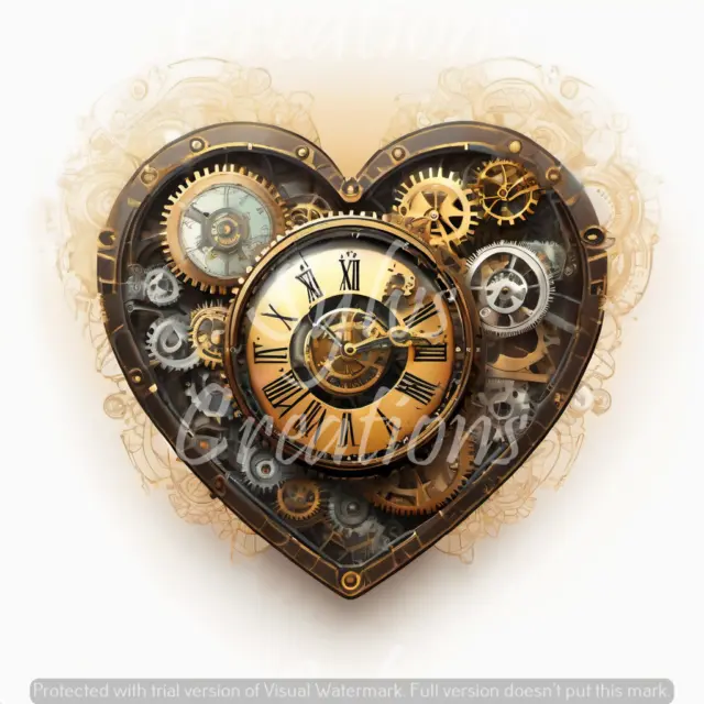Rice Paper  - Steampunk Heart, A4 or A5 Decoupage, Scrapbooking, Crafts, Unique