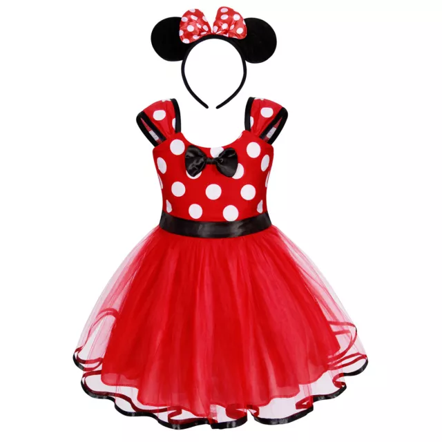 Girl Toddler Minnie Mouse Costume Tutu Fancy Dress Headband Outfit Birthday Kids 3