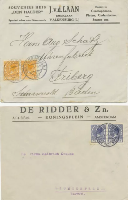 NIEDERLANDE 1925/7 4 verschiedene portogerechte Kab.-Briefe m Königin Wilhelmina