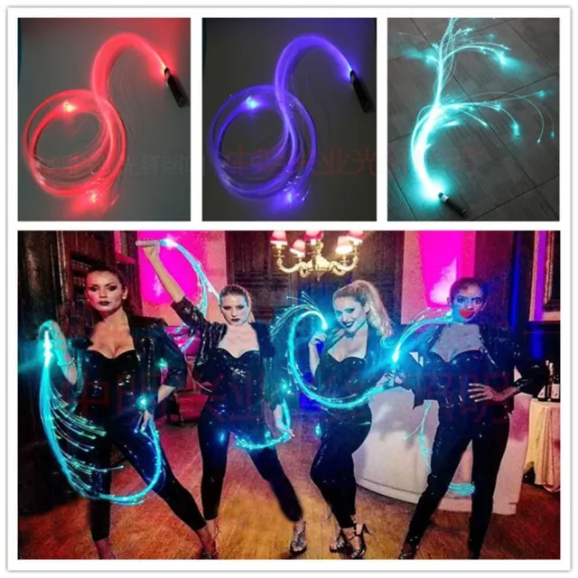 Funny LED Fiber Optic Flies Pixel Whip 360°Swivel Glow Sticks Dance Toy  PARTY