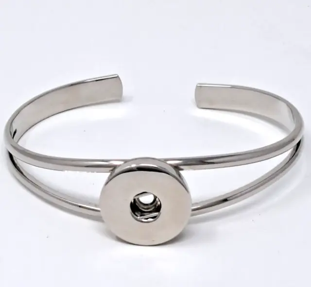 Silver Cuff SIngle 18mm to 20mm Snap Charm Bracelet For Ginger Snaps