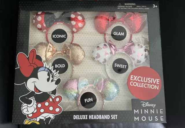 Disney Exclusive Collection Minnie Mouse Ears Headband Set of 5 Deluxe New Glam