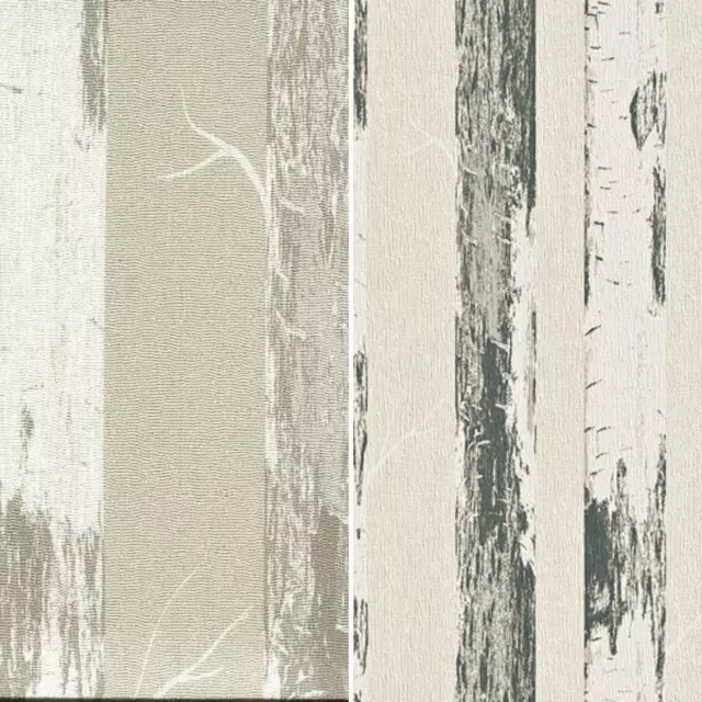 Rasch 574524 Beige and Grey Woodland Tree Textured Vinyl Wallpaper