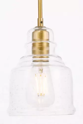 Living District  LD6197BR  Pierce Brass Single Light 6" Wide Mini Pendant