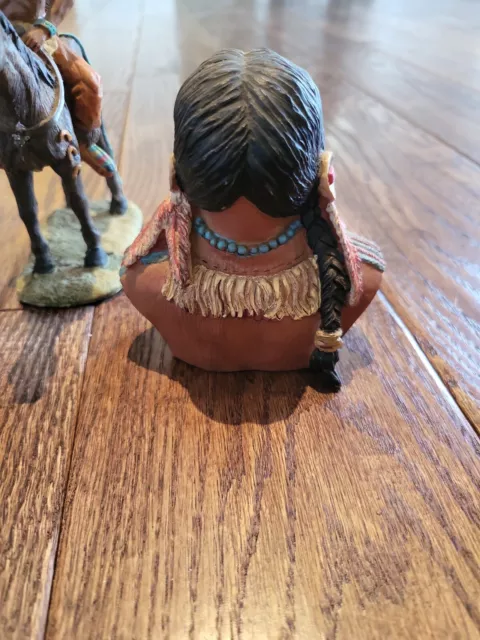 Native American Indian family  figurines lot of 3 LG 8" M 6.5" S 4" 3