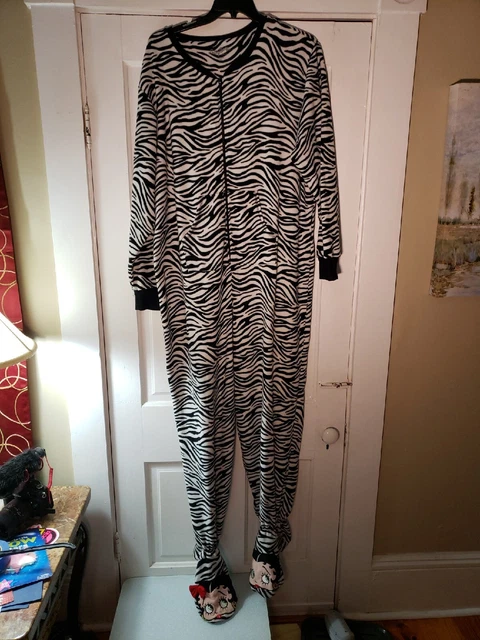 Betty Boop Footed Pajamas Union Suit Zebra One Piece Halloween Costume 2XLFleece
