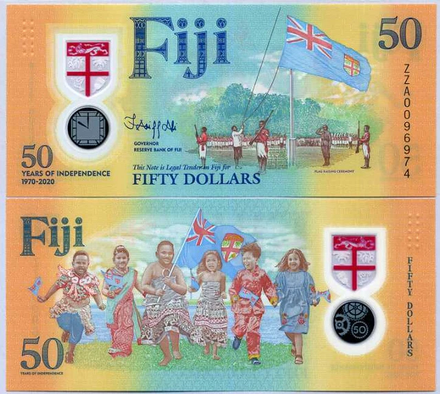 Fiji 50 Dollars ND 2020 Independence 50th P 121 ZZA Replacement Polymer UNC NR Fiji 50 Dollars ND 2020 Independence 50th P 121 ZZA Replacement Polymer UNC NR