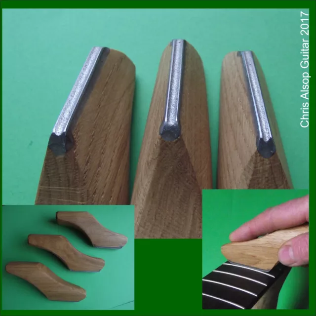 THREE Diamond Guitar Fret Crowning Files. Oak Handle. 2.0mm, 2.5mm & 3.0mm TF087