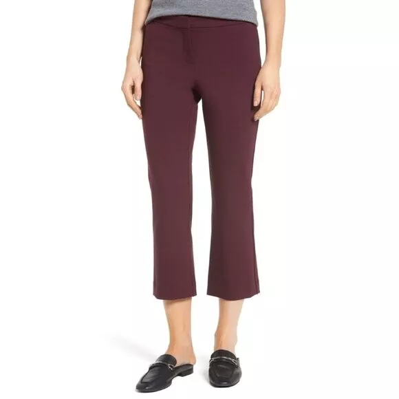 Nordstrom Halogen Kick Flare Burgundy Red Purple Ponte Knit Ankle Pants Size 8