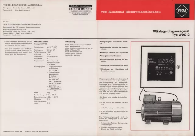 DRESDEN, Prospekt 1988, VEB Kombinat Elektromaschinenbau VEM Wälzlagerdiagnose