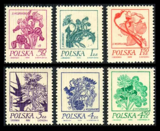 2017-22 POLAND Polska 1974 VARIOUS FLOWERS FLORA Set Of Six MNH SEE PHOTOS V-582