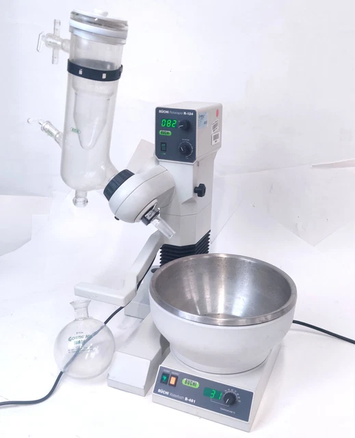 Buchi R-124 Rotary Evaporator w B-481 Heated WaterBath, Glassware, Glass plug