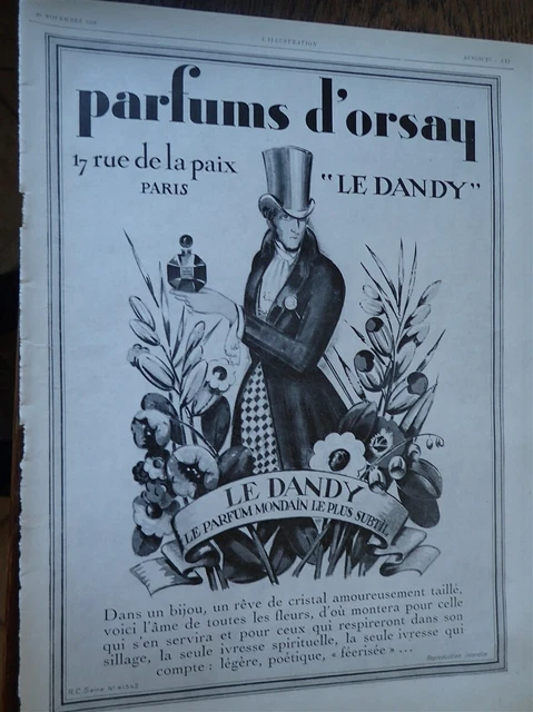 ROLLAND PILAIN automobile + perfume of ORSAY LE DANDY pub paper ILLUSTRATION 1927 2