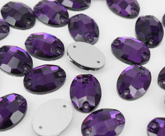 13x18mm Sew On Crystal Oval Violet Glass Rhinestone Sewing Gem Flatback