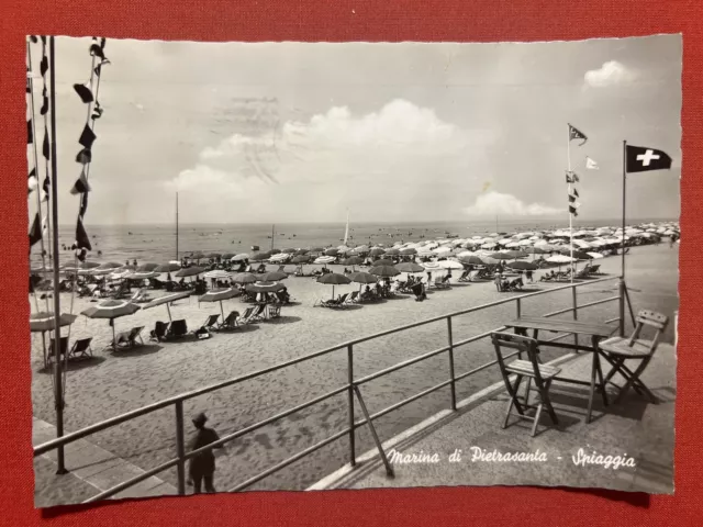 Cartolina - Marina di Pietrasanta ( Lucca ) - Spiaggia - 1959